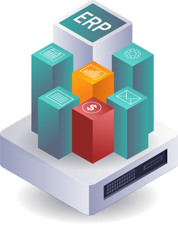 ERP-Datenbankservernetzwerke im Unternehmen  Illustration