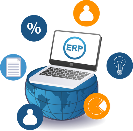 ERP 세계 비즈니스 관리 시스템  일러스트레이션