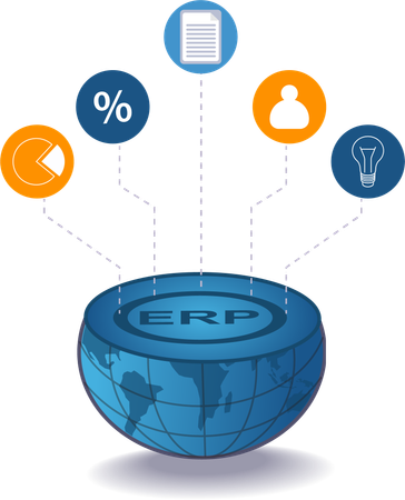 ERP 월드 네트워크 비즈니스 관리 시스템  일러스트레이션