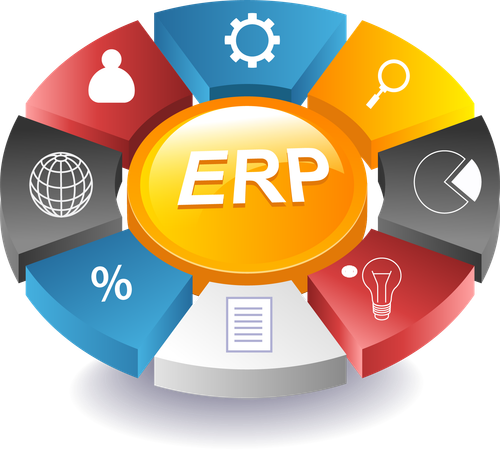 ERP 시스템 인포그래픽  일러스트레이션