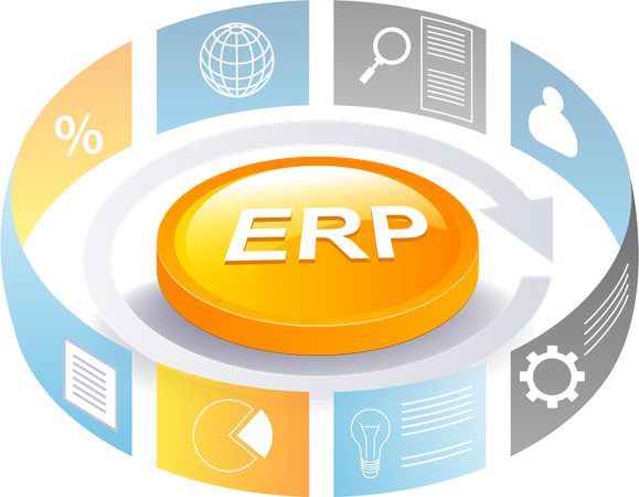 ERP 관리 시스템 인포그래픽  일러스트레이션