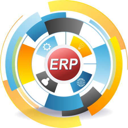 ERP 비즈니스 관리 시스템 인포그래픽  일러스트레이션