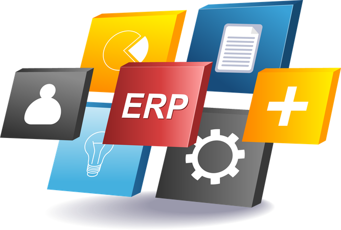 ERP 비즈니스 관리 애플리케이션 시스템  일러스트레이션