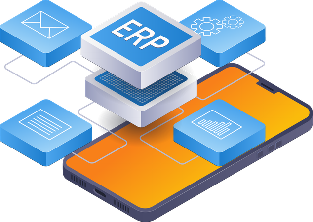 ERP management smartphone control  일러스트레이션