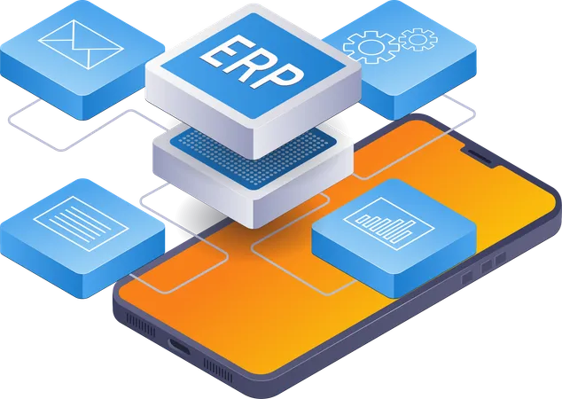 ERP management smartphone control  일러스트레이션