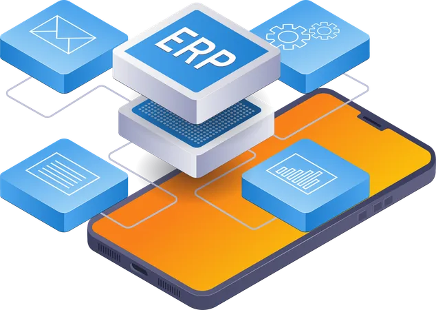 ERP management smartphone control  Illustration