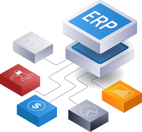 ERP network business technology  Illustration