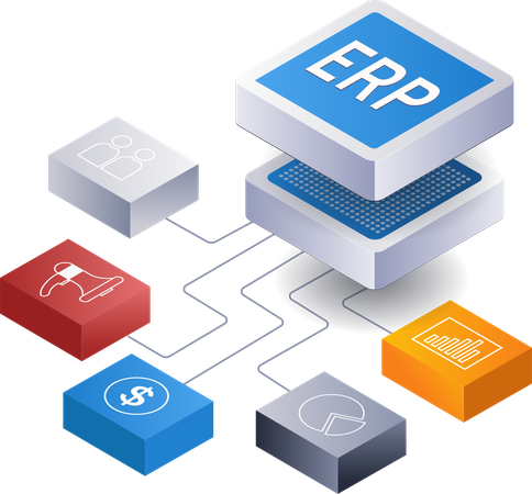 ERP network business technology  Illustration