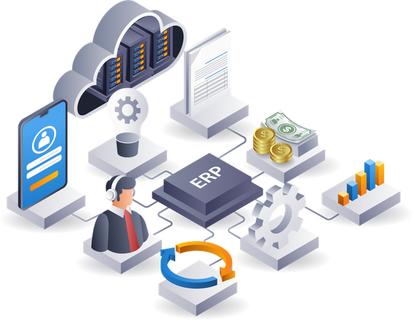 ERP network business technology system  Illustration