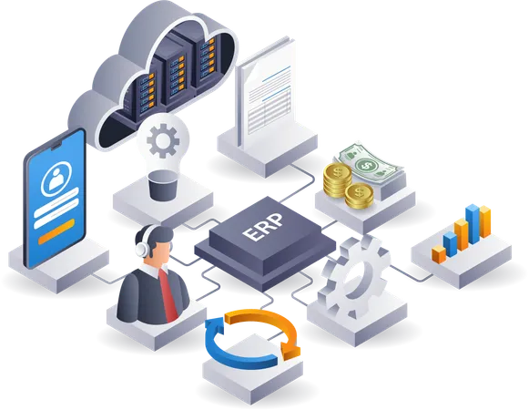 ERP network business technology system  Illustration