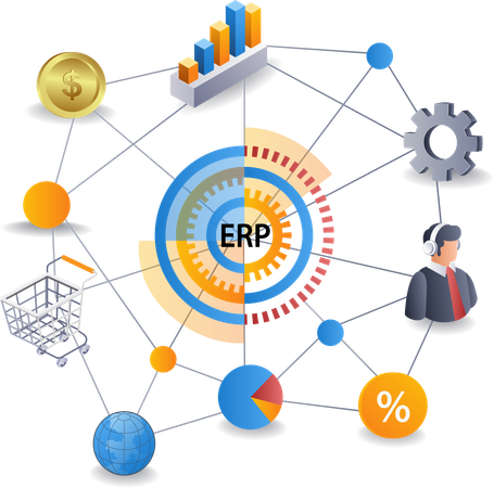ERP network management business company  イラスト