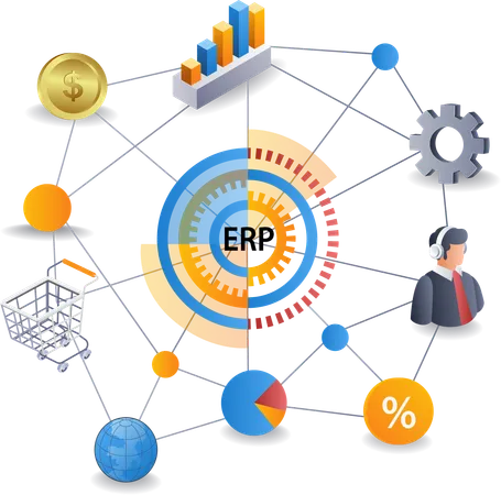 ERP network management business company  Illustration