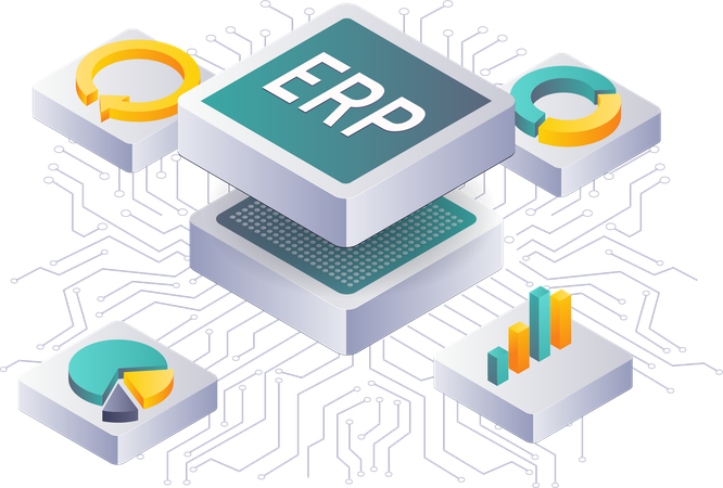 ERP-Netzwerktechnologie für die Geschäftsanalyse  Illustration