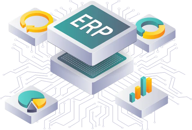 ERP-Netzwerktechnologie für die Geschäftsanalyse  Illustration