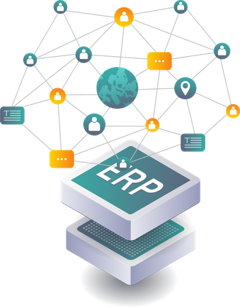 ERP-Systemnetzwerke für die Unternehmenssteuerung  Illustration