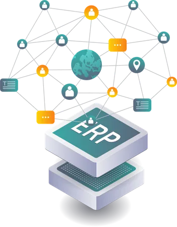 ERP-Systemnetzwerke für die Unternehmenssteuerung  Illustration