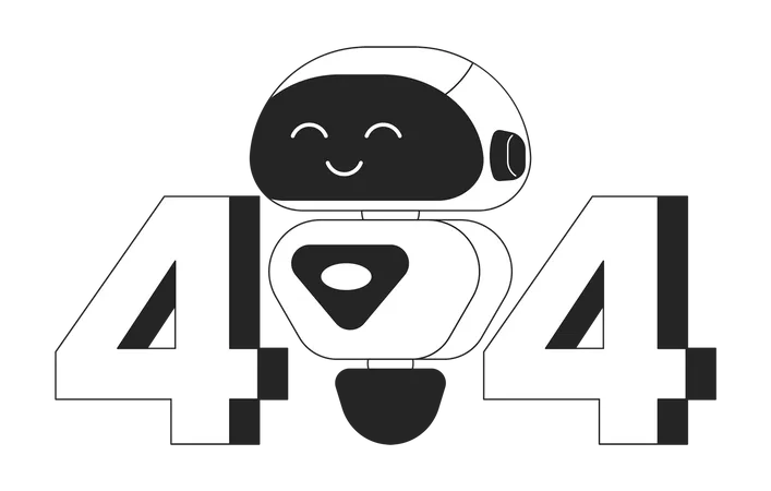 Erreur 404 du chatbot souriant  Illustration