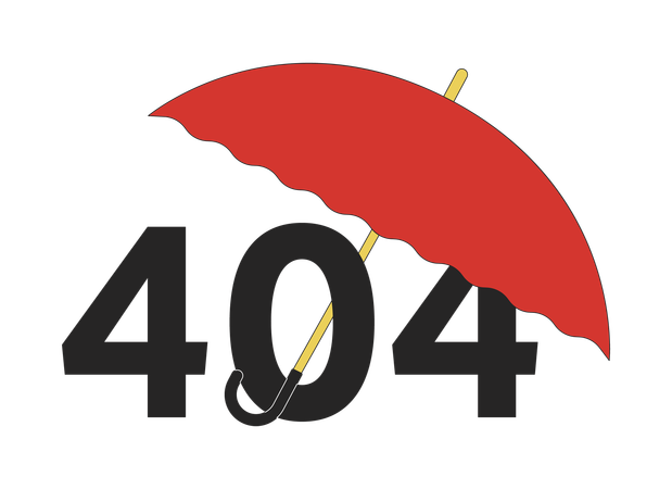 Message flash d'erreur 404 de parapluie portable ouvert  Illustration