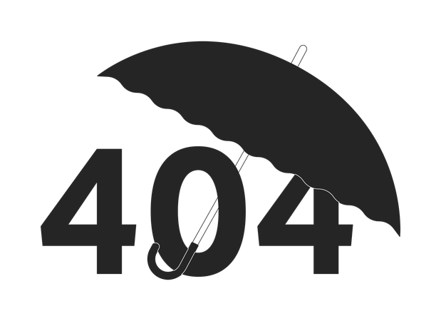 Message flash d'erreur 404 de parapluie portable ouvert  Illustration