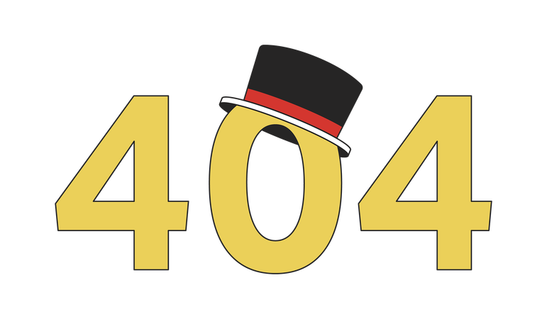 Message flash d'erreur 404 sur le chapeau haut de forme  Illustration