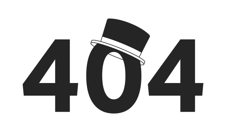 Message flash d'erreur 404 sur le chapeau haut de forme  Illustration