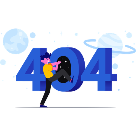 L'homme a trouvé l'erreur 404  Illustration