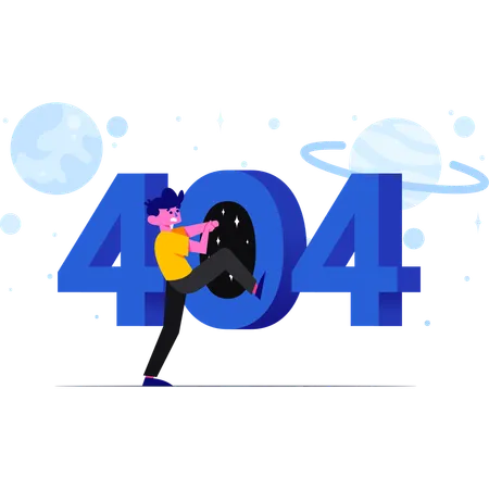 L'homme a trouvé l'erreur 404  Illustration