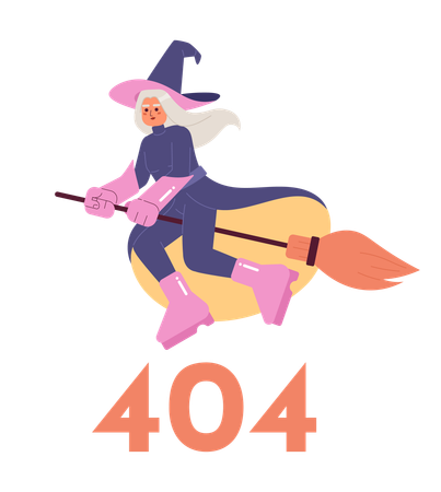 Sorcière sur balai erreur 404  Illustration