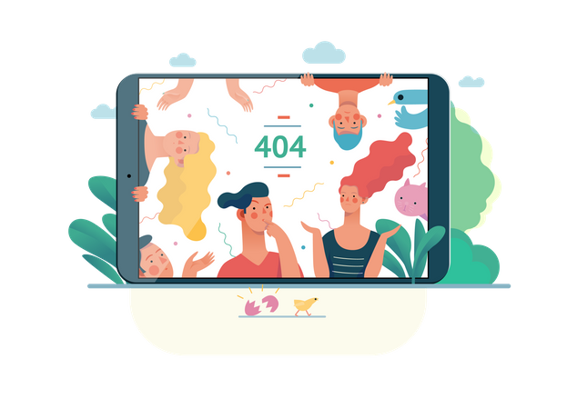 Erro 404 página da web no tablet  Ilustração