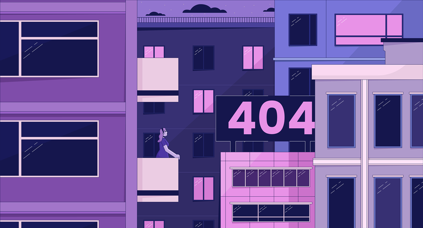 Olhando para o erro da cidade 404  Ilustração