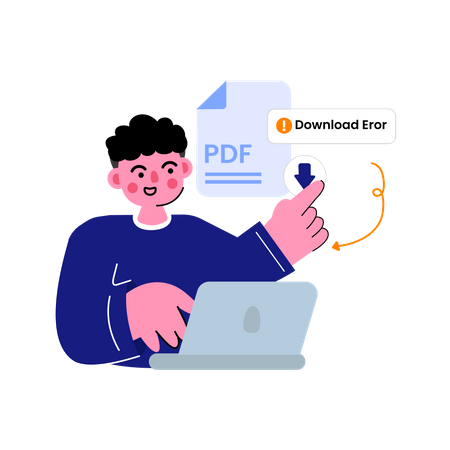 Erro de download do homem  Ilustração