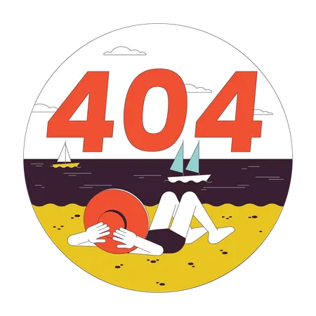 Erro 404 na praia de férias  Ilustração