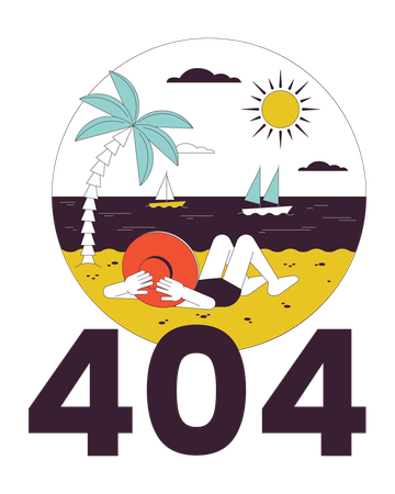 Erro de férias tropicais 404  Ilustração