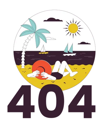 Erro de férias tropicais 404  Ilustração