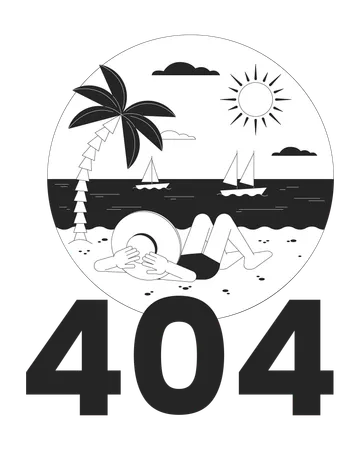 Erro de férias tropicais 404  Ilustração