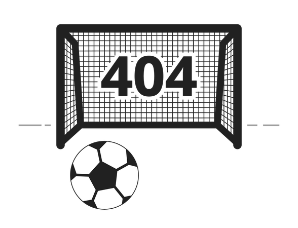 Erro branco preto 404 do jogo de futebol  Ilustração