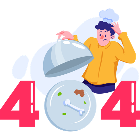 Erro de preparação de alimentos 404  Ilustração