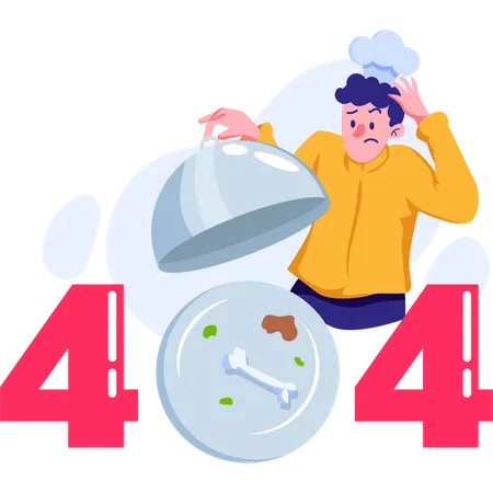 Erro de preparação de alimentos 404  Ilustração
