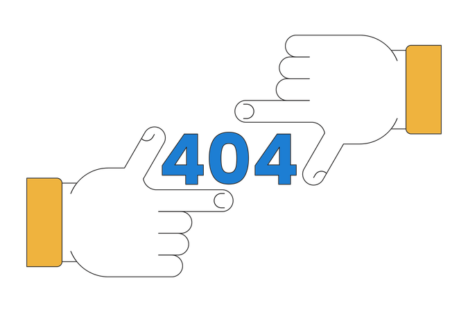 Mensagem flash de erro de quadro de dedo 404  Ilustração