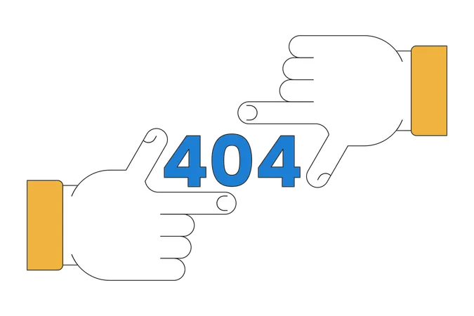 Mensagem flash de erro de quadro de dedo 404  Ilustração