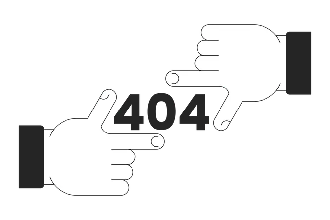 Mensagem flash de erro de quadro de dedo 404  Ilustração