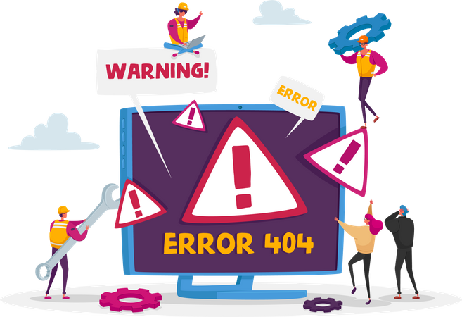 Desenvolvedor resolvendo erro 404  Ilustração