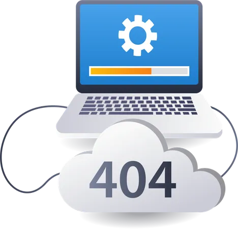 Erro de sistema do computador 404  Ilustração