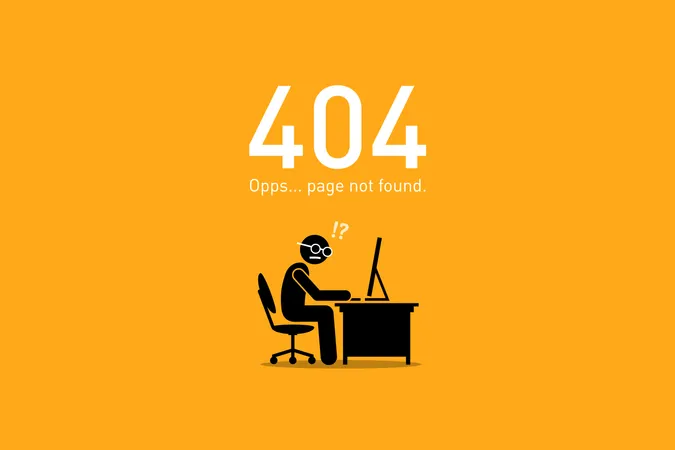 Erro de site 404. Página não encontrada.  Ilustração