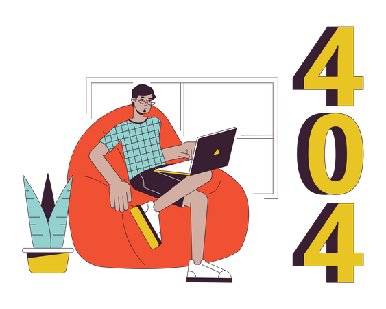 Trabalho remoto em casa, erro 404  Ilustração