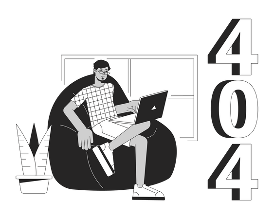 Trabalho remoto em casa, erro 404  Ilustração