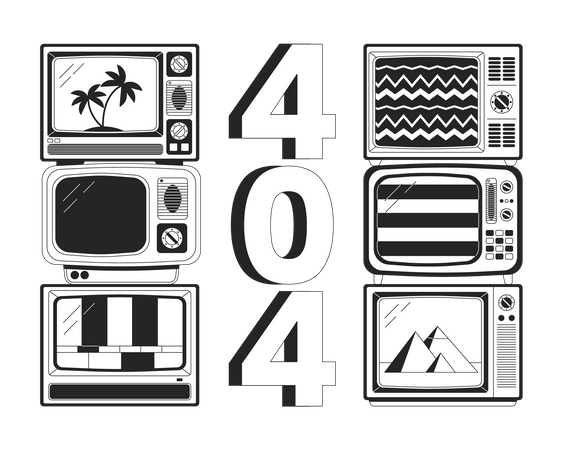 TV quebrada, sem sinal, erro 404  Ilustração