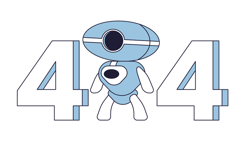 Erro 404 do robô de inteligência artificial  Ilustração