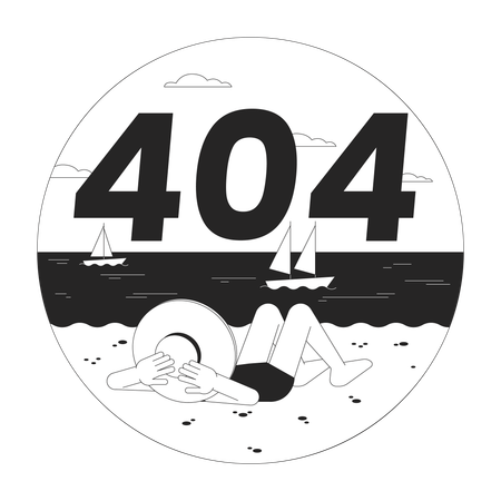 Erro 404 na praia de férias  Ilustração