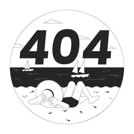 Erro 404 na praia de férias  Ilustração